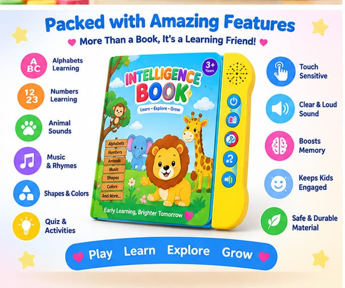 Activities Learning Book Electronic Intelligent Book with All Learning Materials with Clear Voice with Touch Sensors for Kids