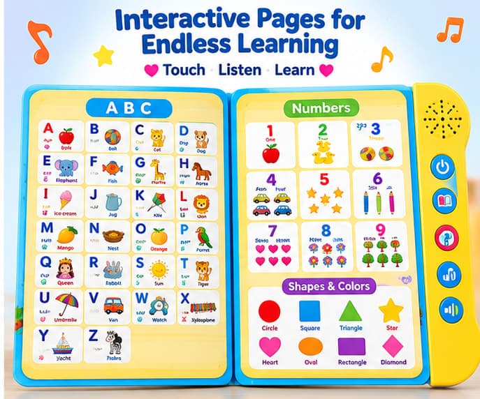 Activities Learning Book Electronic Intelligent Book with All Learning Materials with Clear Voice with Touch Sensors for Kids
