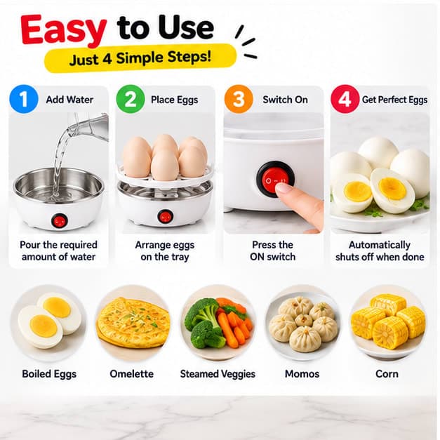 Electric Egg Boiler and Omelette Maker 2-Layer Egg Cooker Portable Egg and Milk Boiler 14 Egg Capacity Automatic Off